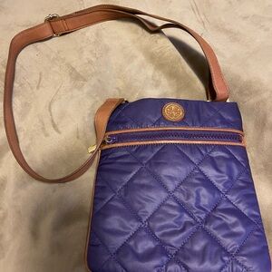 Tory Burch Quilted Purple Crossbody Bag Nylon Alice Swingback